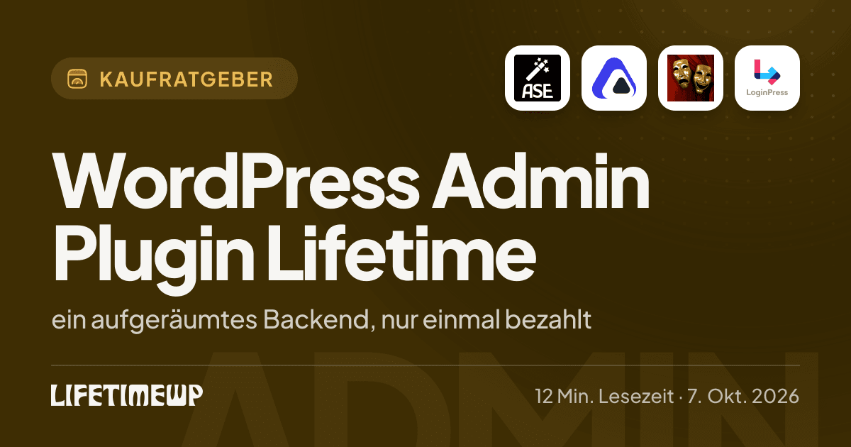 Titelbild: WordPress Admin Plugin Lifetime: ein aufgeräumtes Backend, nur einmal bezahlt