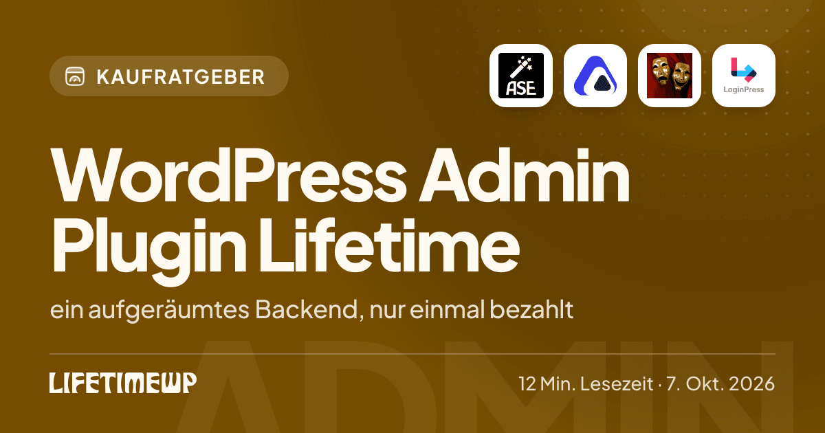 Titelbild: WordPress Admin Plugin Lifetime: ein aufgeräumtes Backend, nur einmal bezahlt