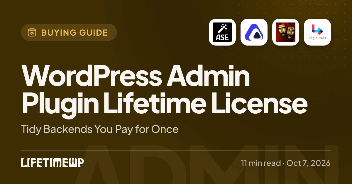 Cover image: WordPress Admin Plugin Lifetime License: Tidy Backends You Pay for Once