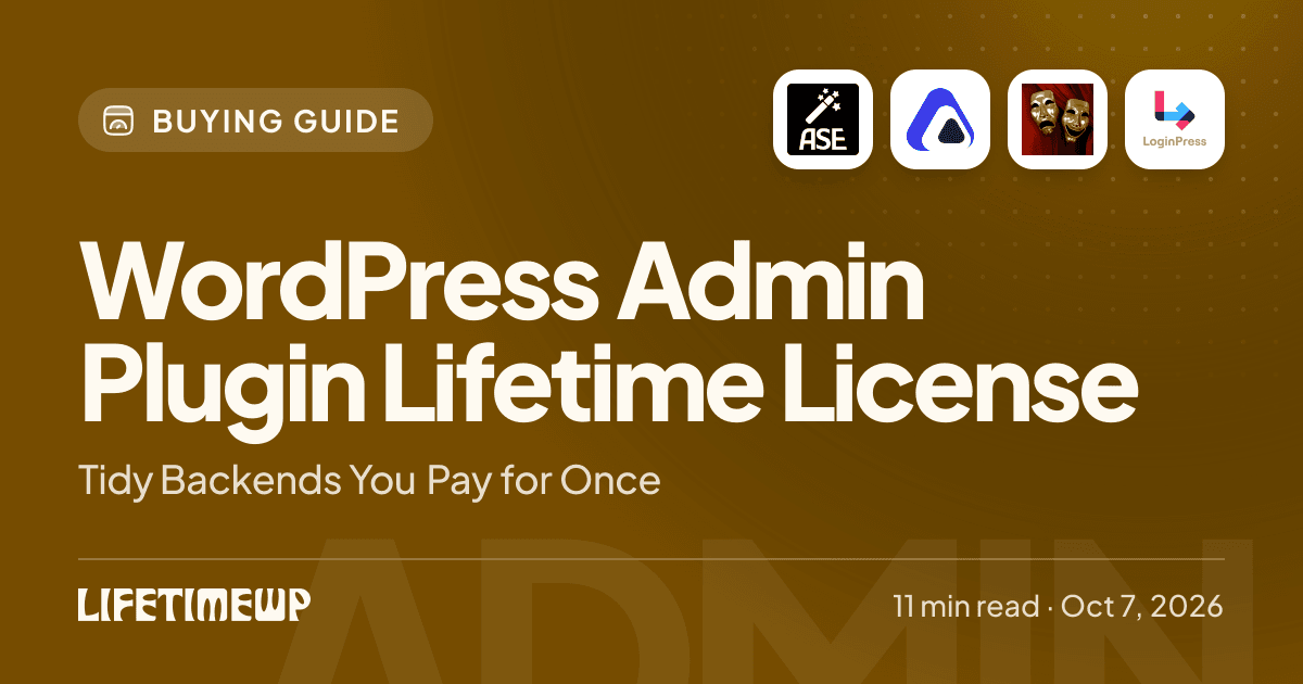 Cover image: WordPress Admin Plugin Lifetime License: Tidy Backends You Pay for Once