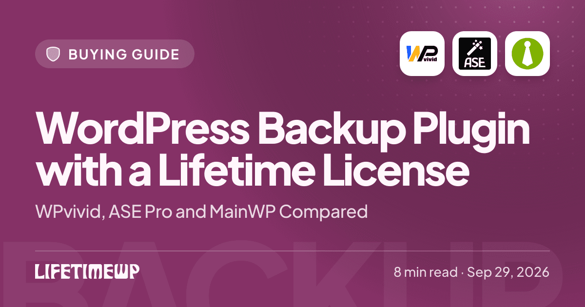 Cover image: WordPress Backup Plugin with a Lifetime License: WPvivid, ASE Pro and MainWP Compared