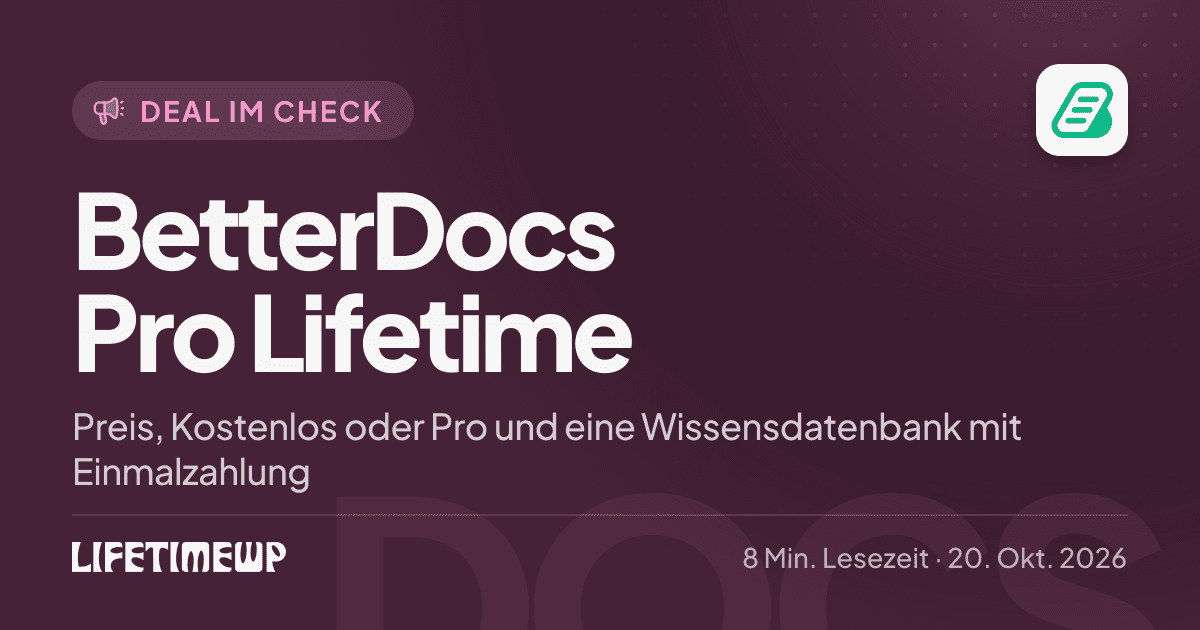 Titelbild: BetterDocs Pro Lifetime: Preis, Kostenlos oder Pro und eine Wissensdatenbank mit Einmalzahlung