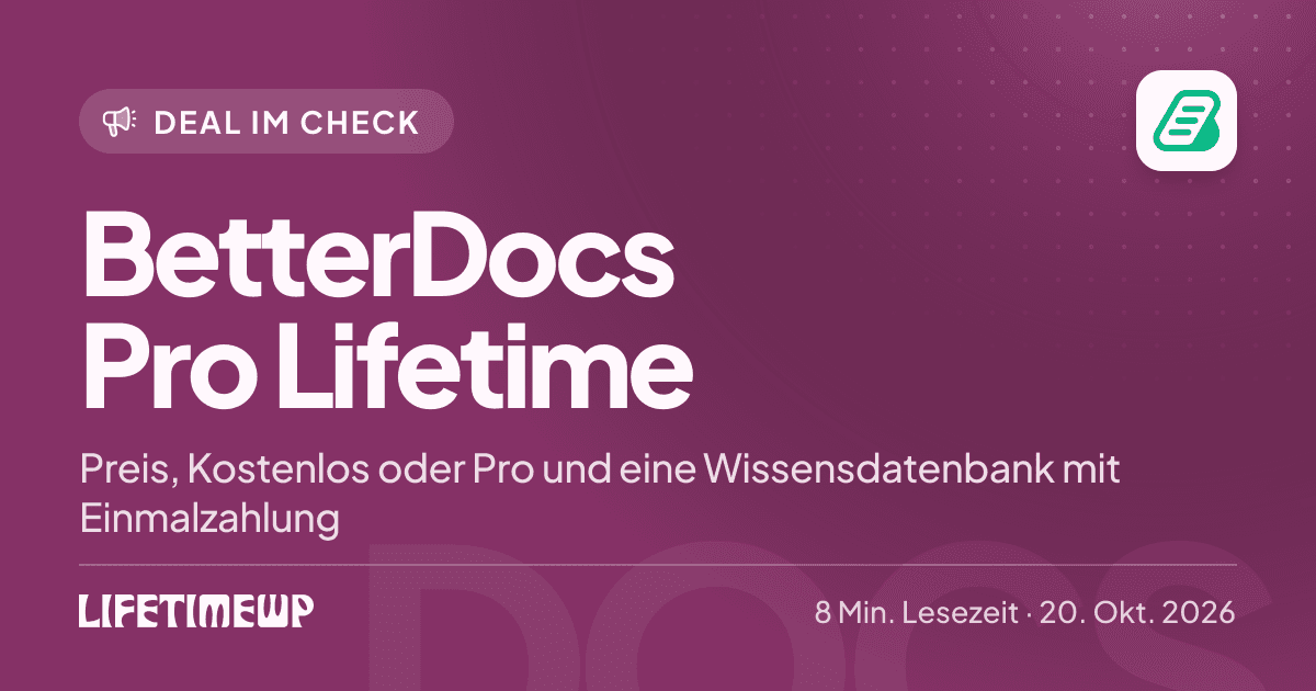 Titelbild: BetterDocs Pro Lifetime: Preis, Kostenlos oder Pro und eine Wissensdatenbank mit Einmalzahlung