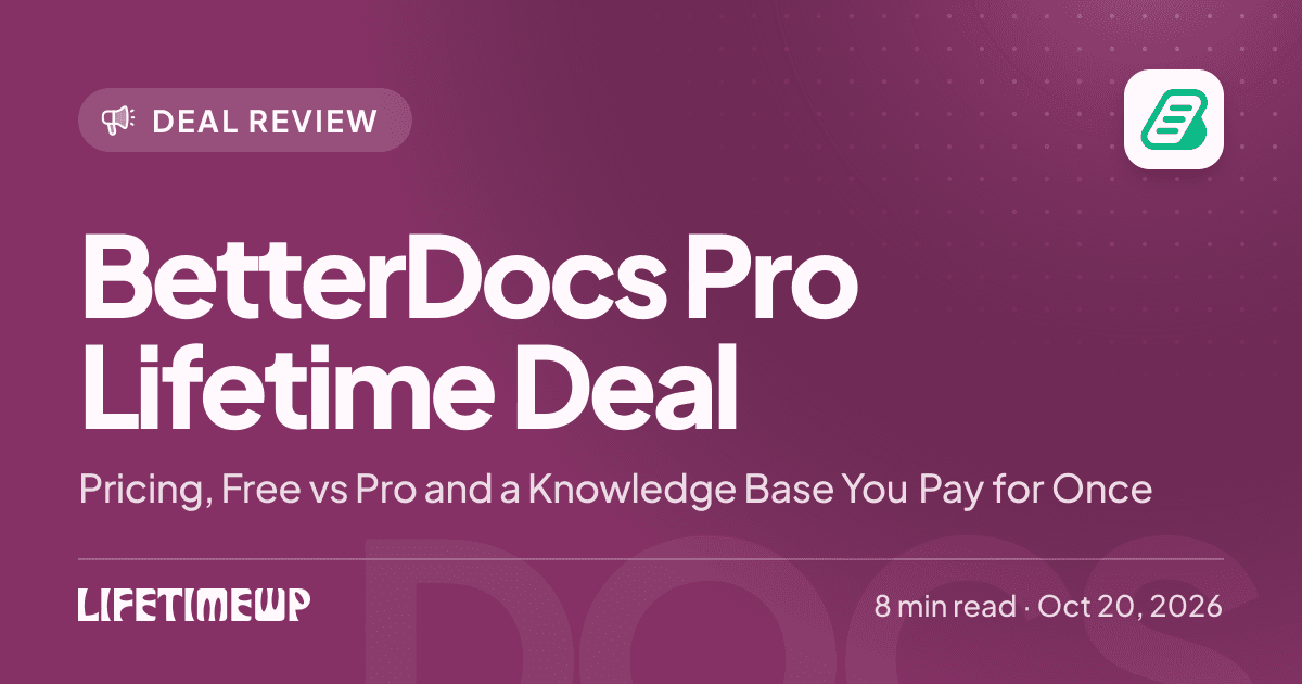 Cover image: BetterDocs Pro Lifetime Deal: Pricing, Free vs Pro and a Knowledge Base You Pay for Once