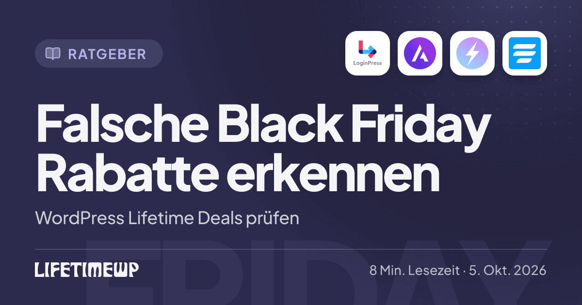 Titelbild: Falsche Black Friday Rabatte erkennen: WordPress Lifetime Deals prüfen