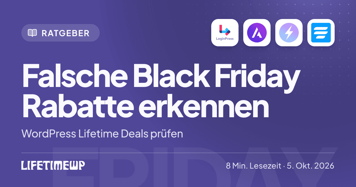 Titelbild: Falsche Black Friday Rabatte erkennen: WordPress Lifetime Deals prüfen