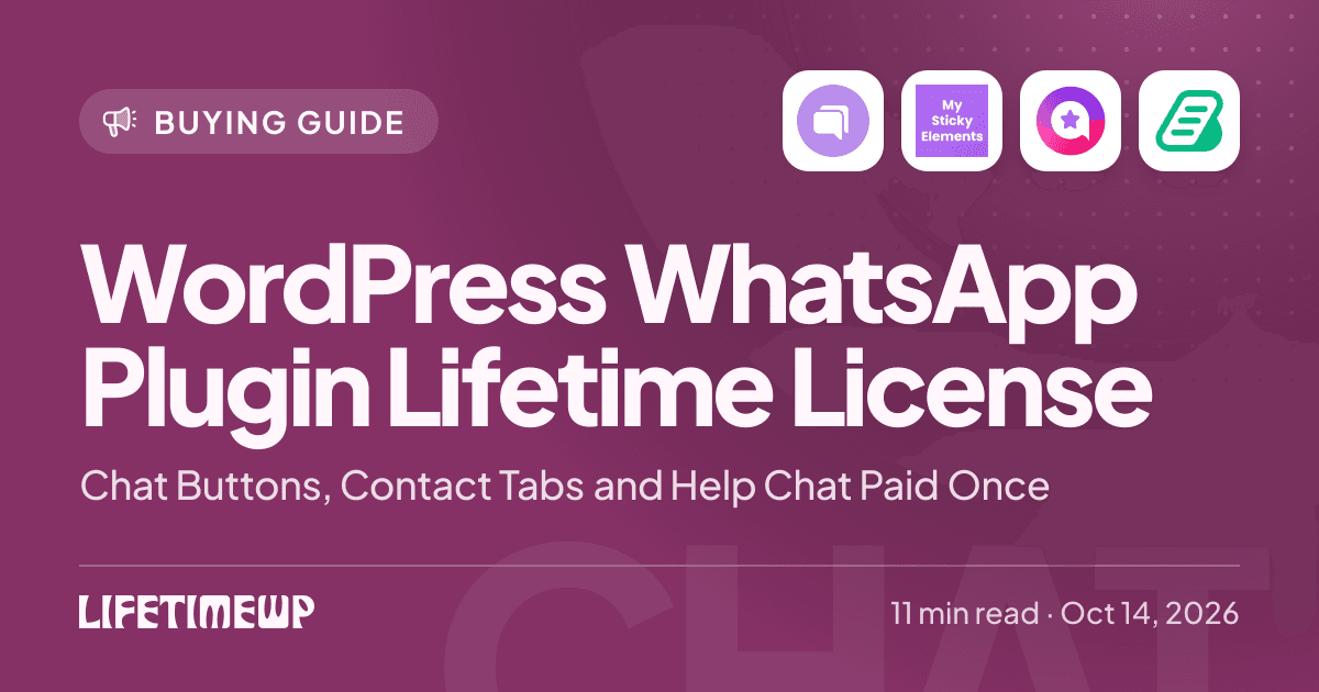 Cover image: WordPress WhatsApp Plugin Lifetime License: Chat Buttons, Contact Tabs and Help Chat Paid Once