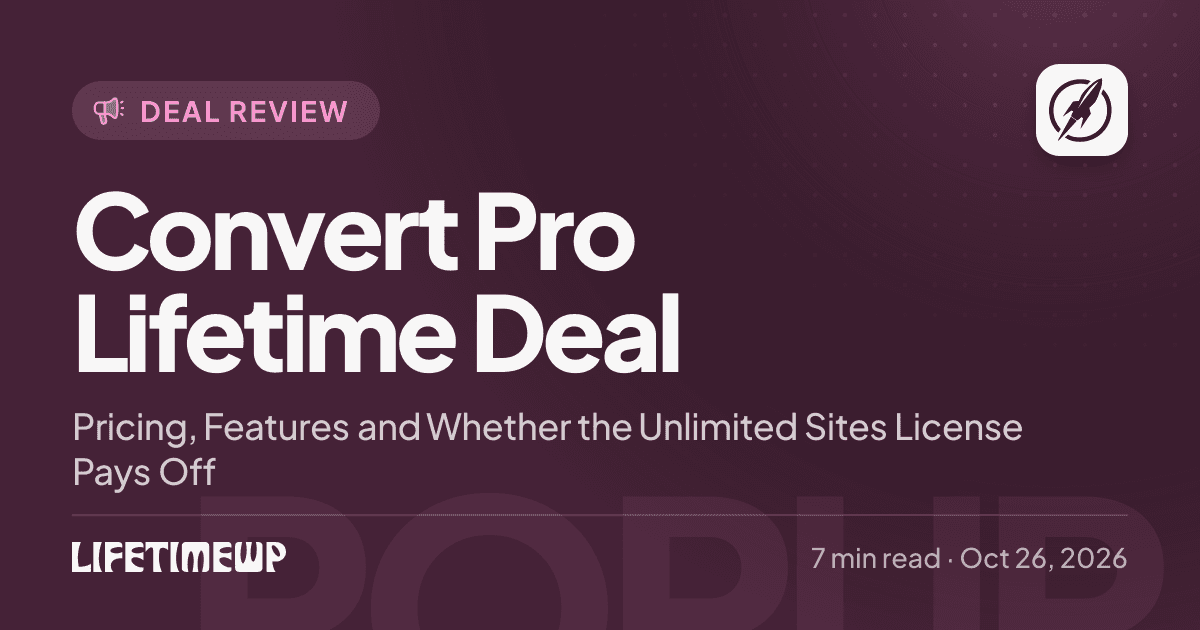 Cover image: Convert Pro Lifetime Deal: Pricing, Features and Whether the Unlimited Sites License Pays Off
