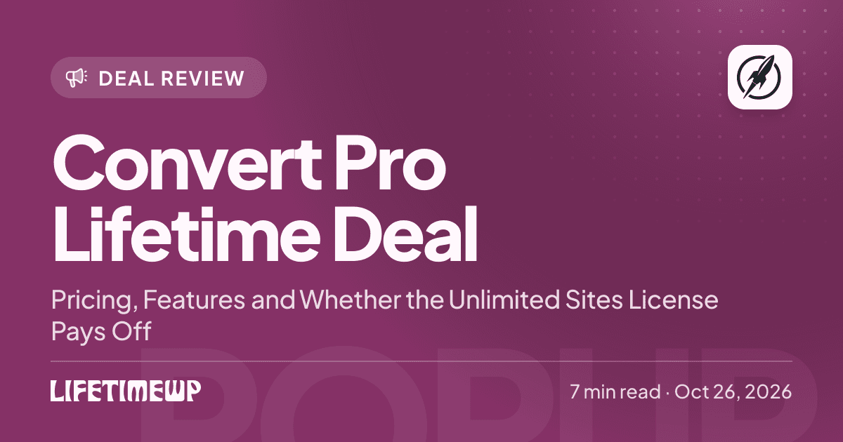 Cover image: Convert Pro Lifetime Deal: Pricing, Features and Whether the Unlimited Sites License Pays Off