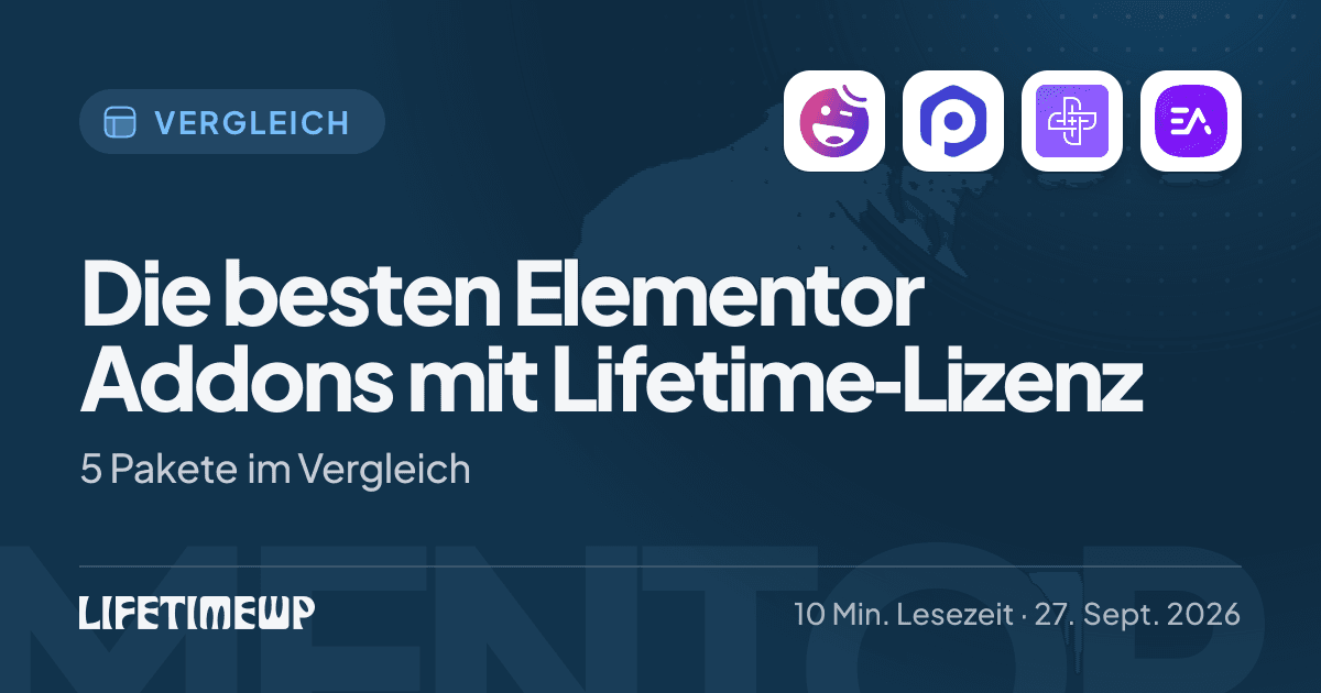 Titelbild: Die besten Elementor Addons mit Lifetime-Lizenz: 5 Pakete im Vergleich