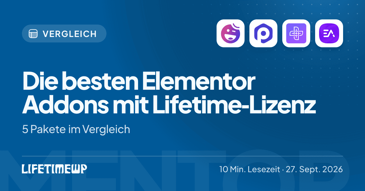 Titelbild: Die besten Elementor Addons mit Lifetime-Lizenz: 5 Pakete im Vergleich