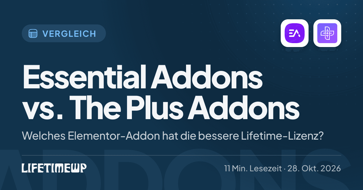 Titelbild: Essential Addons vs. The Plus Addons: Welches Elementor-Addon hat die bessere Lifetime-Lizenz?