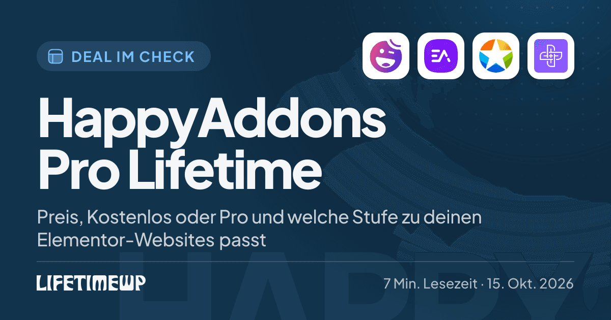 Titelbild: HappyAddons Pro Lifetime: Preis, Kostenlos oder Pro und welche Stufe zu deinen Elementor-Websites passt