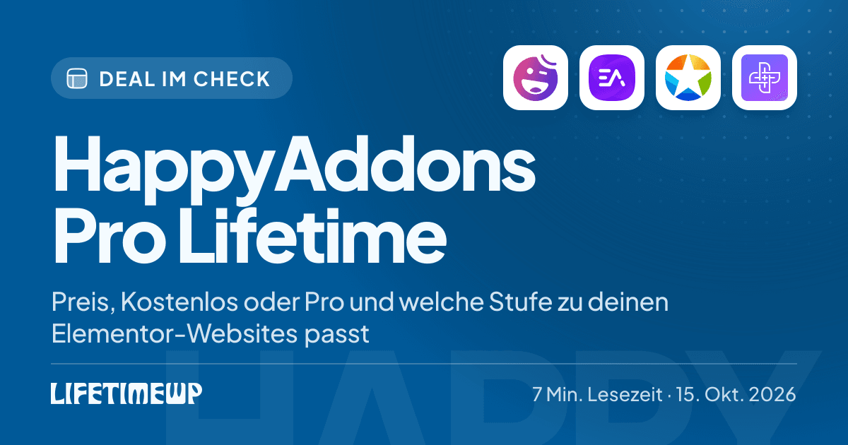 Titelbild: HappyAddons Pro Lifetime: Preis, Kostenlos oder Pro und welche Stufe zu deinen Elementor-Websites passt