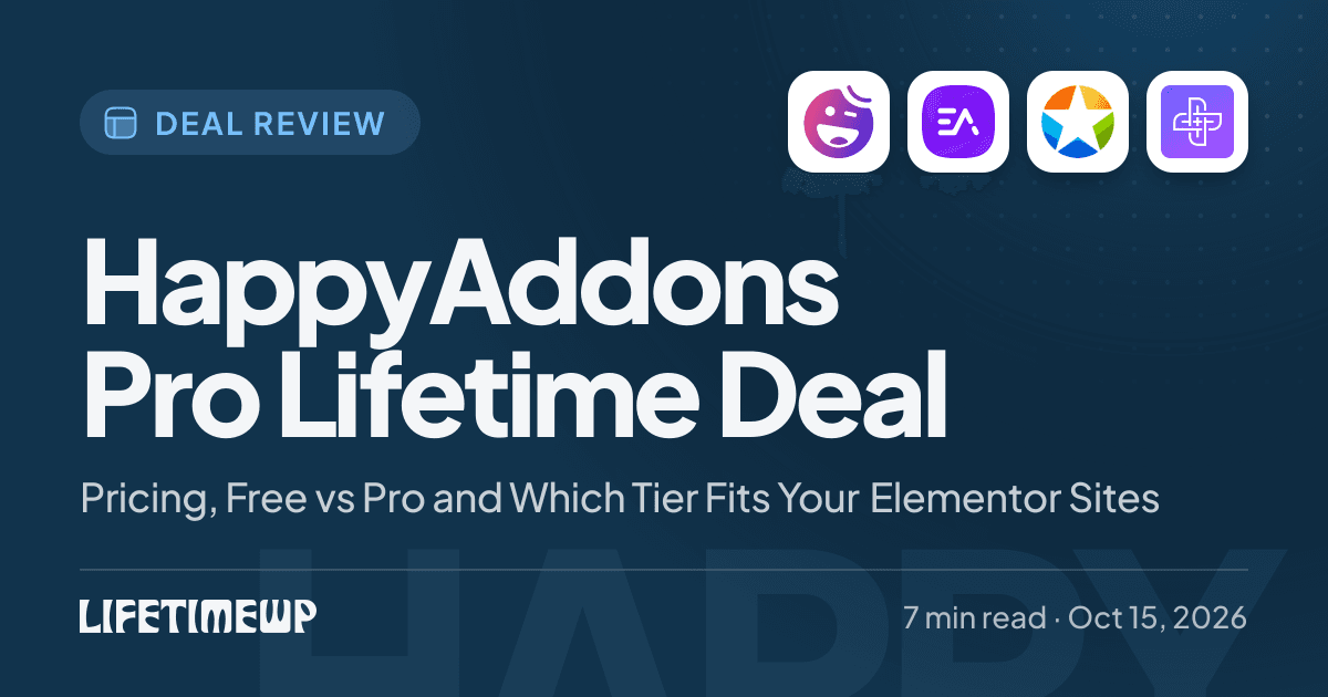 Cover image: HappyAddons Pro Lifetime Deal: Pricing, Free vs Pro and Which Tier Fits Your Elementor Sites