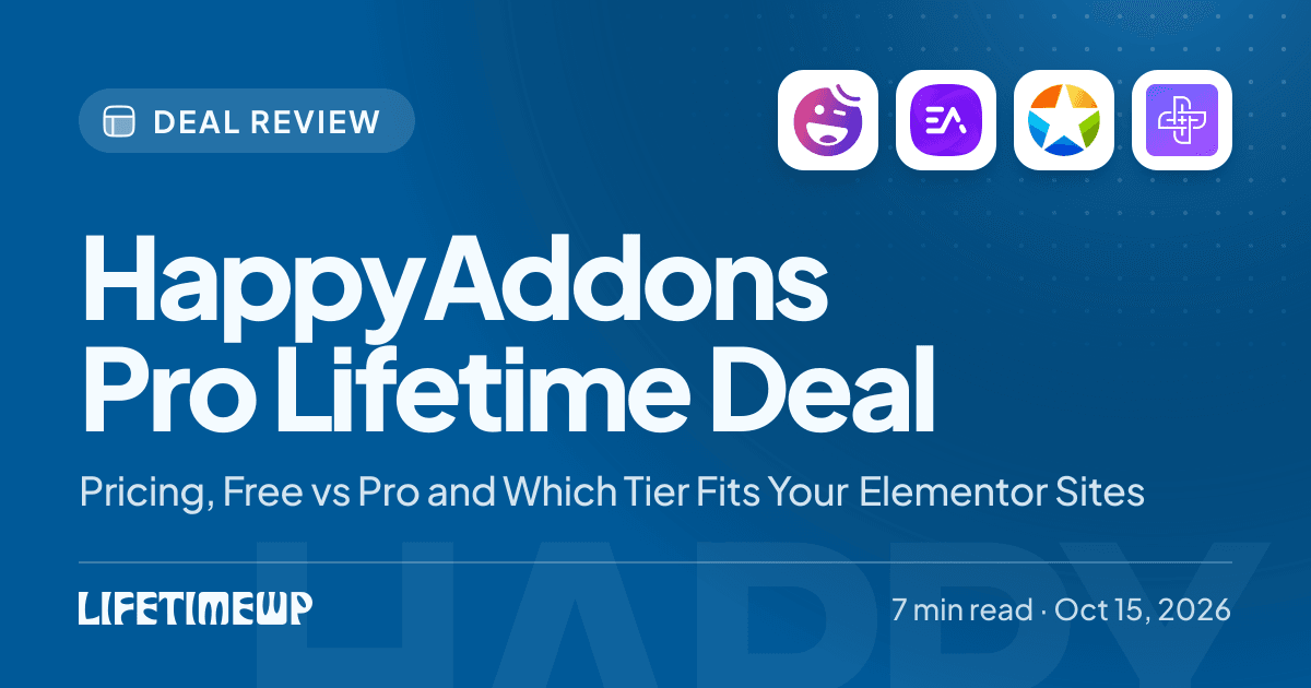 Cover image: HappyAddons Pro Lifetime Deal: Pricing, Free vs Pro and Which Tier Fits Your Elementor Sites