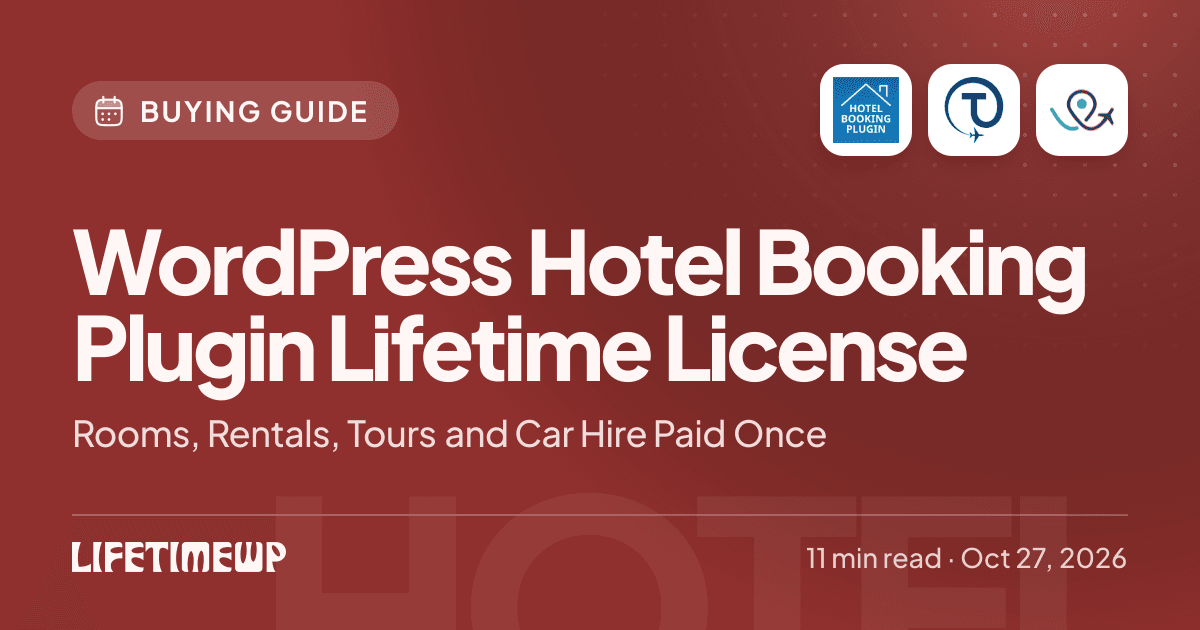 Cover image: WordPress Hotel Booking Plugin Lifetime License: Rooms, Rentals, Tours and Car Hire Paid Once