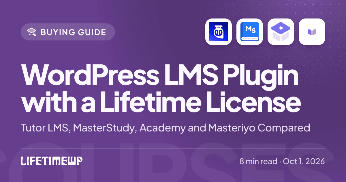 Cover image: WordPress LMS Plugin with a Lifetime License: Tutor LMS, MasterStudy, Academy and Masteriyo Compared