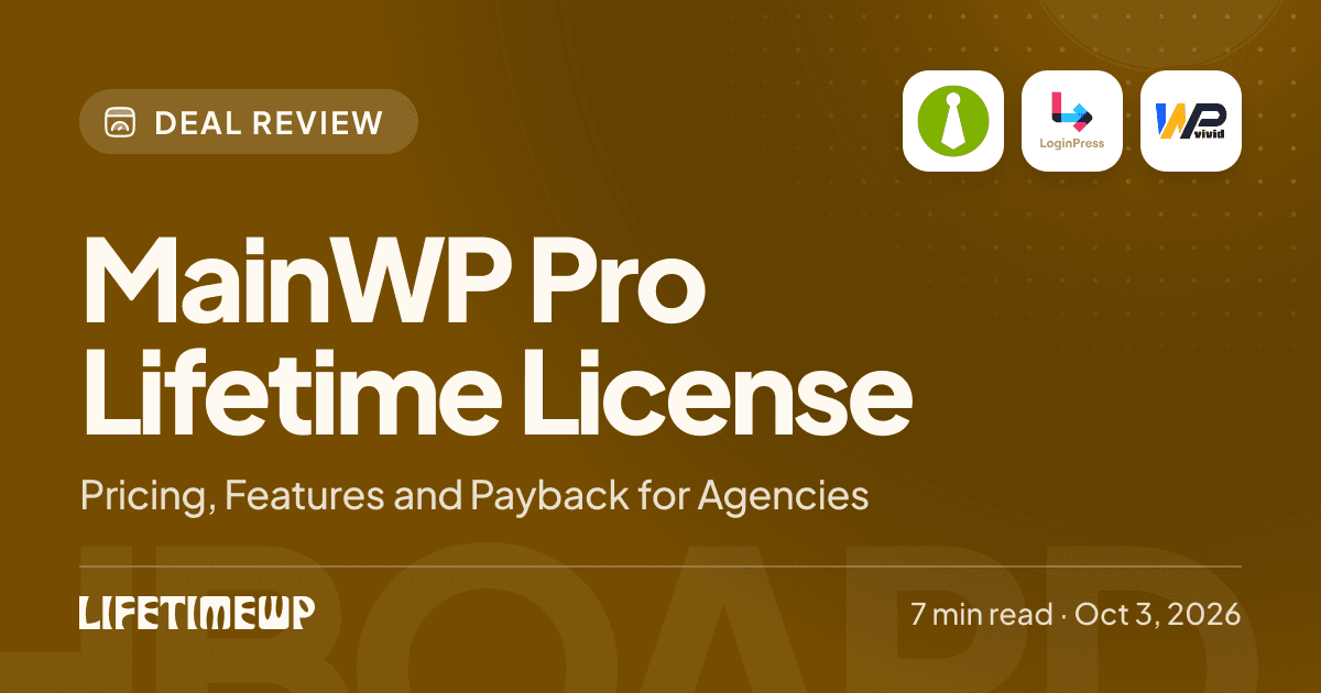 Cover image: MainWP Pro Lifetime License: Pricing, Features and Payback for Agencies