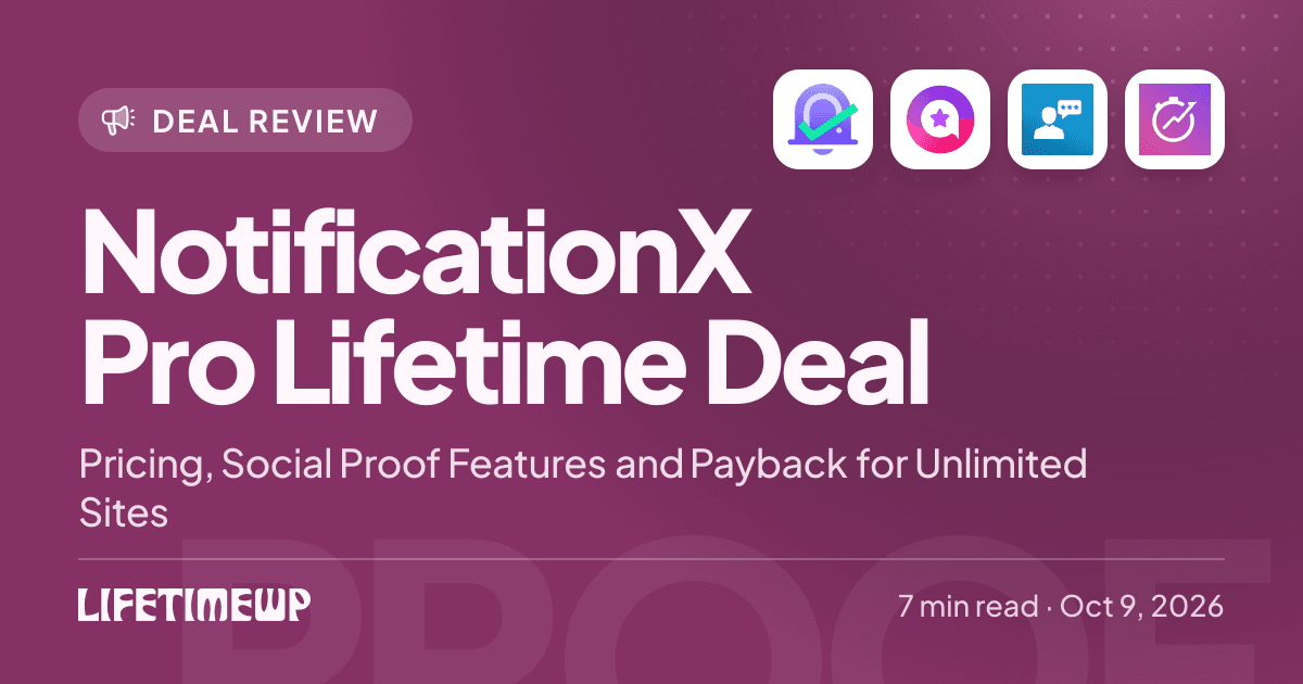 Cover image: NotificationX Pro Lifetime Deal: Pricing, Social Proof Features and Payback for Unlimited Sites