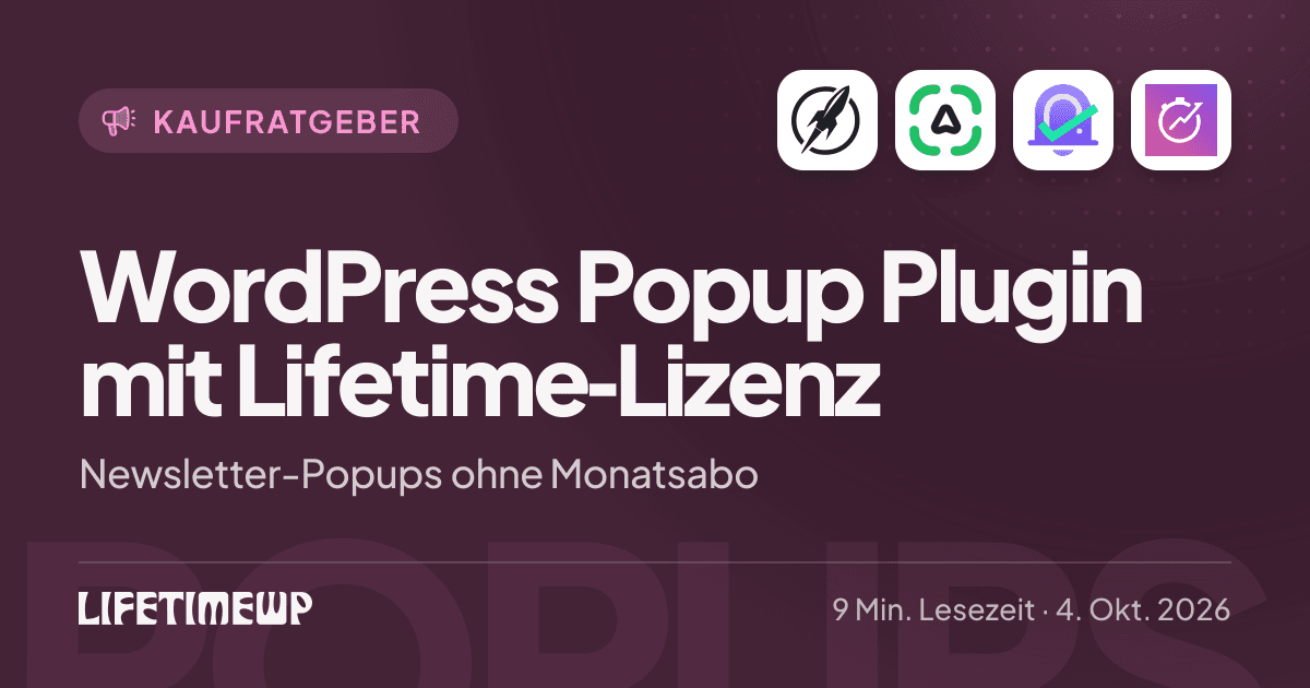 Titelbild: WordPress Popup Plugin mit Lifetime-Lizenz: Newsletter-Popups ohne Monatsabo
