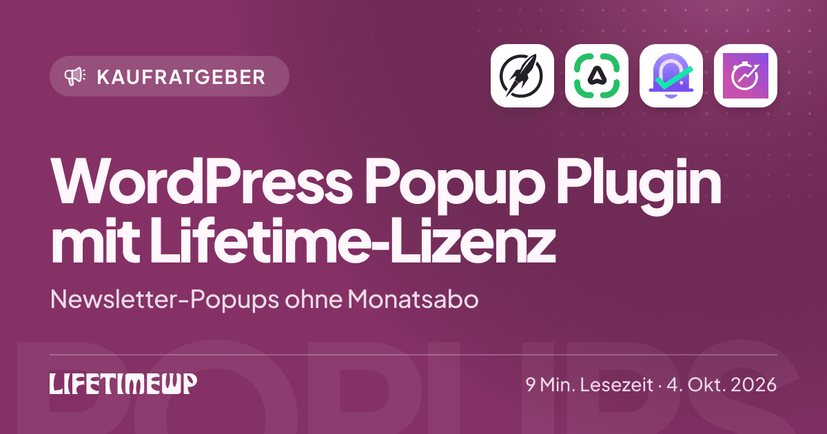 Titelbild: WordPress Popup Plugin mit Lifetime-Lizenz: Newsletter-Popups ohne Monatsabo