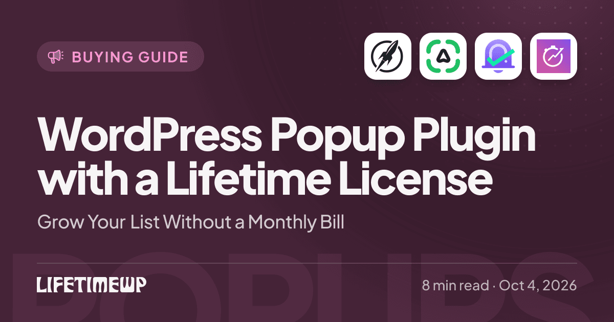 Cover image: WordPress Popup Plugin with a Lifetime License: Grow Your List Without a Monthly Bill