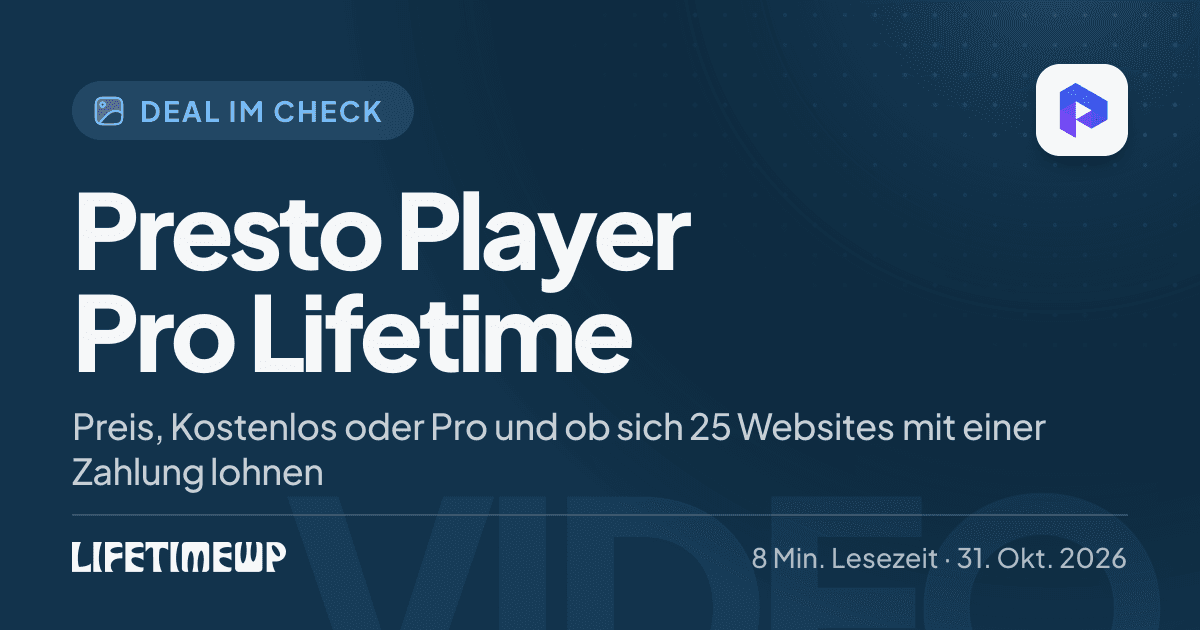 Titelbild: Presto Player Pro Lifetime: Preis, Kostenlos oder Pro und ob sich 25 Websites mit einer Zahlung lohnen