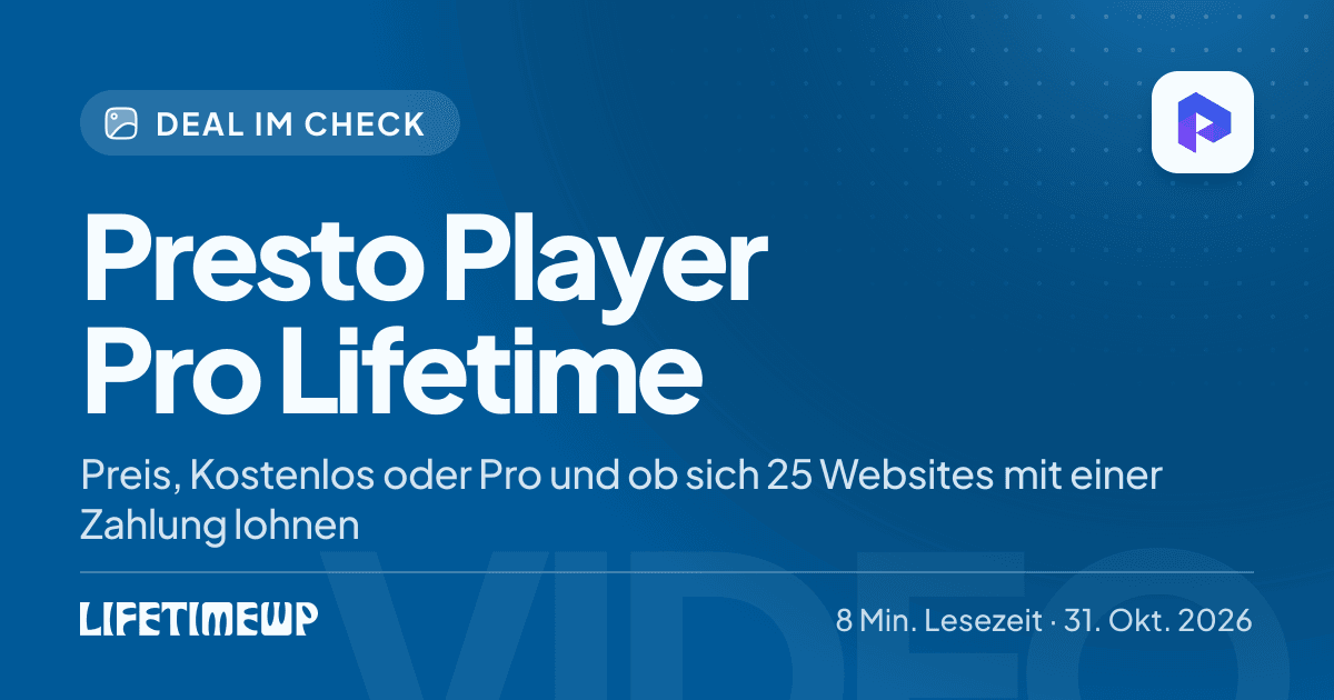 Titelbild: Presto Player Pro Lifetime: Preis, Kostenlos oder Pro und ob sich 25 Websites mit einer Zahlung lohnen