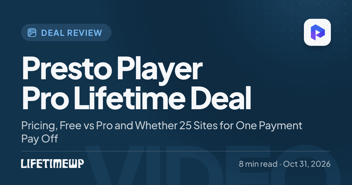 Cover image: Presto Player Pro Lifetime Deal: Pricing, Free vs Pro and Whether 25 Sites for One Payment Pay Off