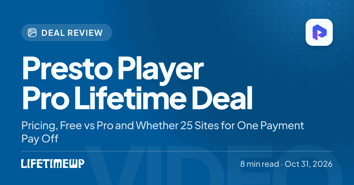 Cover image: Presto Player Pro Lifetime Deal: Pricing, Free vs Pro and Whether 25 Sites for One Payment Pay Off