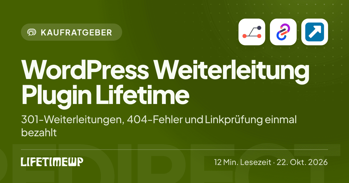 Titelbild: WordPress Weiterleitung Plugin Lifetime: 301-Weiterleitungen, 404-Fehler und Linkprüfung einmal bezahlt