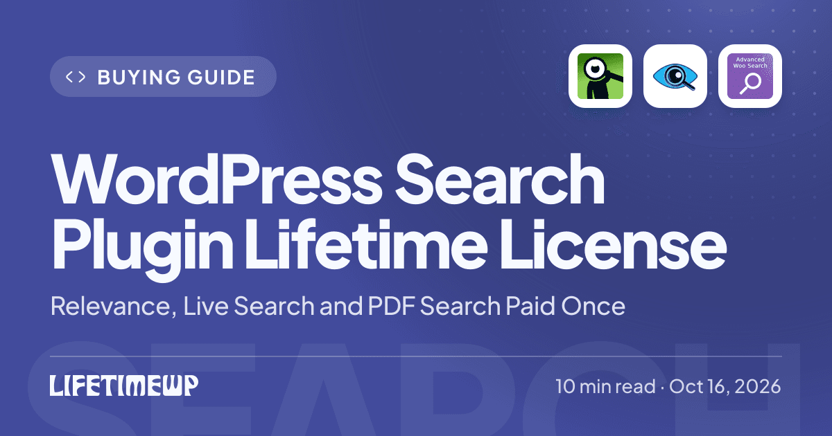 Cover image: WordPress Search Plugin Lifetime License: Relevance, Live Search and PDF Search Paid Once