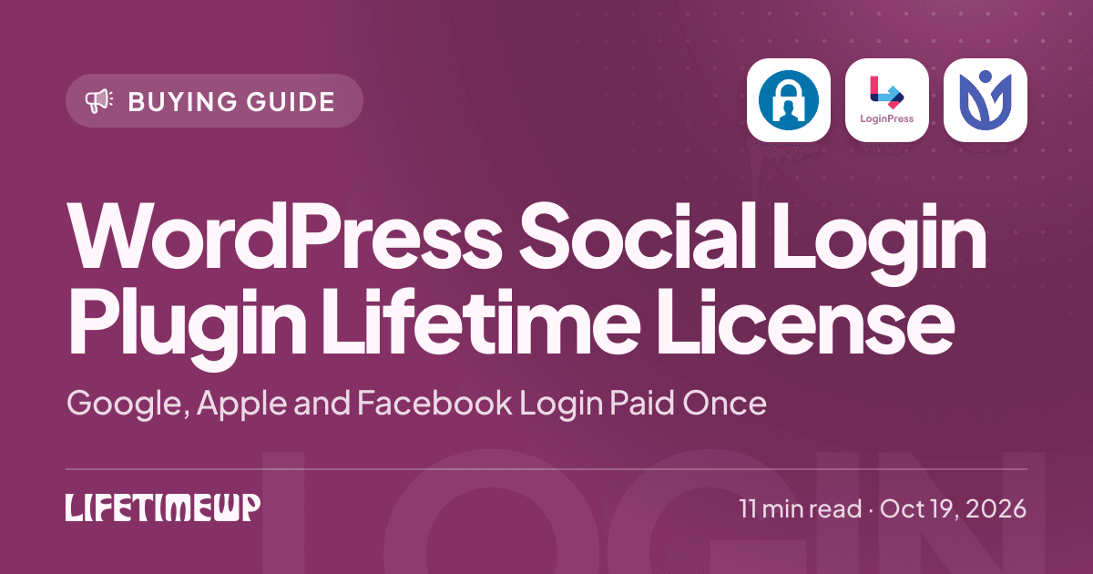 Cover image: WordPress Social Login Plugin Lifetime License: Google, Apple and Facebook Login Paid Once