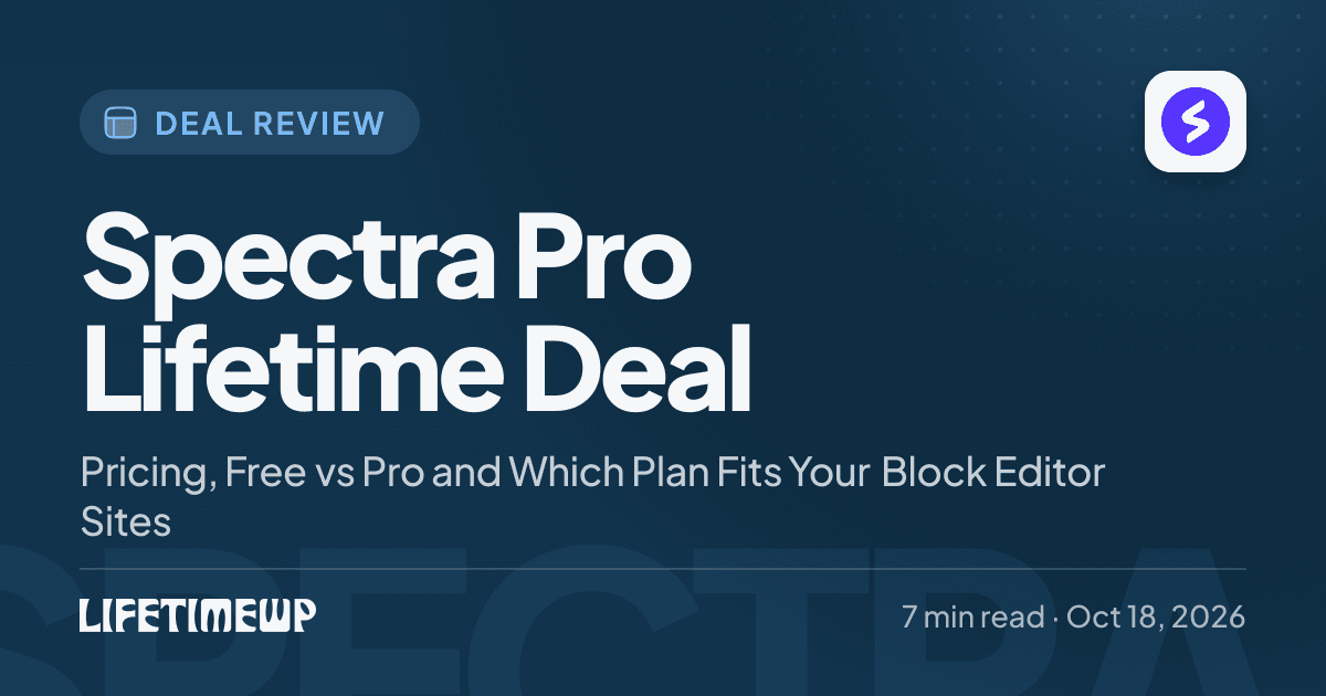 Cover image: Spectra Pro Lifetime Deal: Pricing, Free vs Pro and Which Plan Fits Your Block Editor Sites