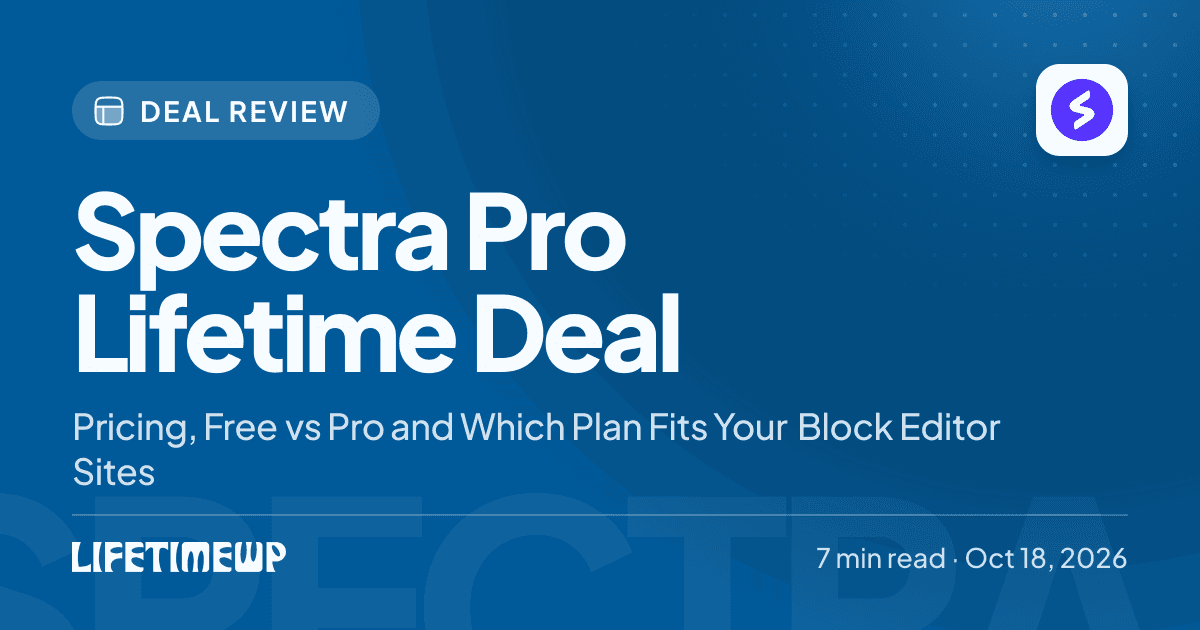 Cover image: Spectra Pro Lifetime Deal: Pricing, Free vs Pro and Which Plan Fits Your Block Editor Sites