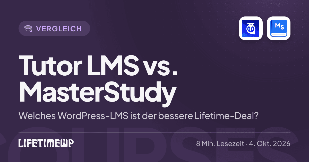 Titelbild: Tutor LMS vs. MasterStudy: Welches WordPress-LMS ist der bessere Lifetime-Deal?