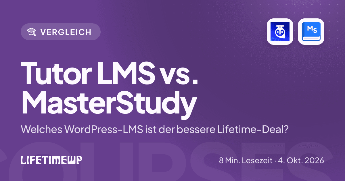Titelbild: Tutor LMS vs. MasterStudy: Welches WordPress-LMS ist der bessere Lifetime-Deal?
