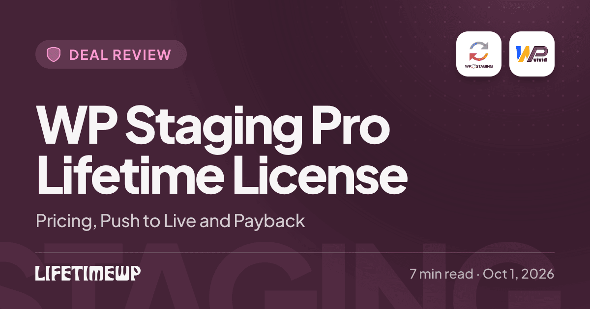 Cover image: WP Staging Pro Lifetime License: Pricing, Push to Live and Payback