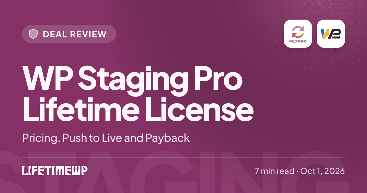 Cover image: WP Staging Pro Lifetime License: Pricing, Push to Live and Payback
