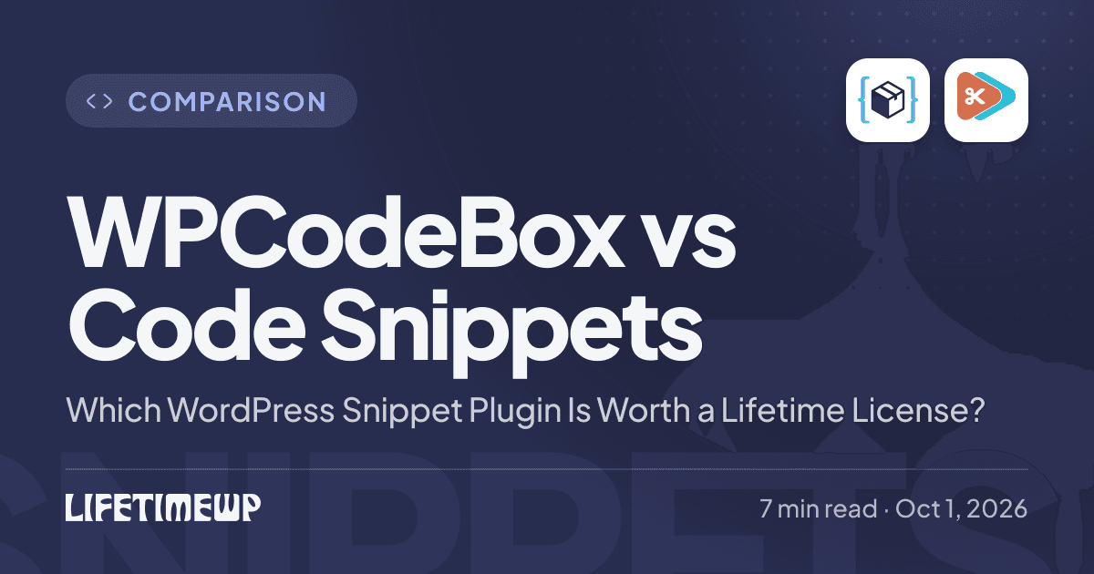 Cover image: WPCodeBox vs Code Snippets: Which WordPress Snippet Plugin Is Worth a Lifetime License?