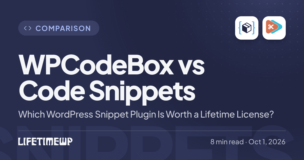 Cover image: WPCodeBox vs Code Snippets: Which WordPress Snippet Plugin Is Worth a Lifetime License?