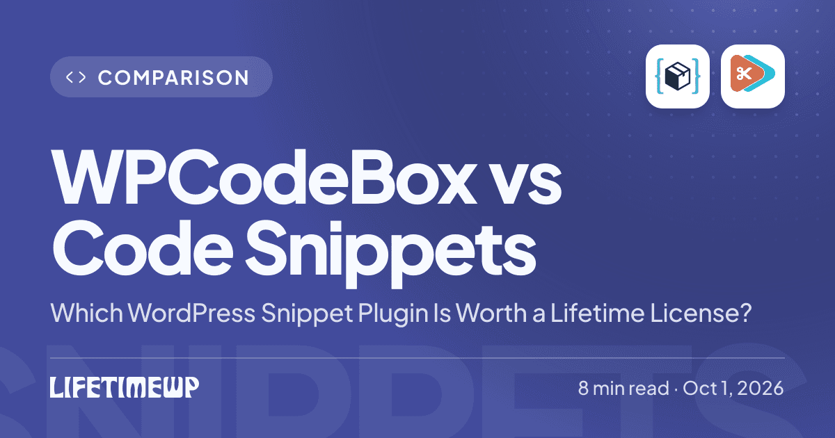 Cover image: WPCodeBox vs Code Snippets: Which WordPress Snippet Plugin Is Worth a Lifetime License?
