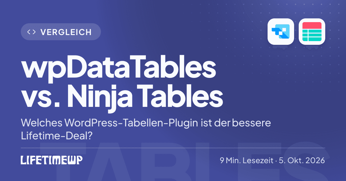 Titelbild: wpDataTables vs. Ninja Tables: Welches WordPress-Tabellen-Plugin ist der bessere Lifetime-Deal?