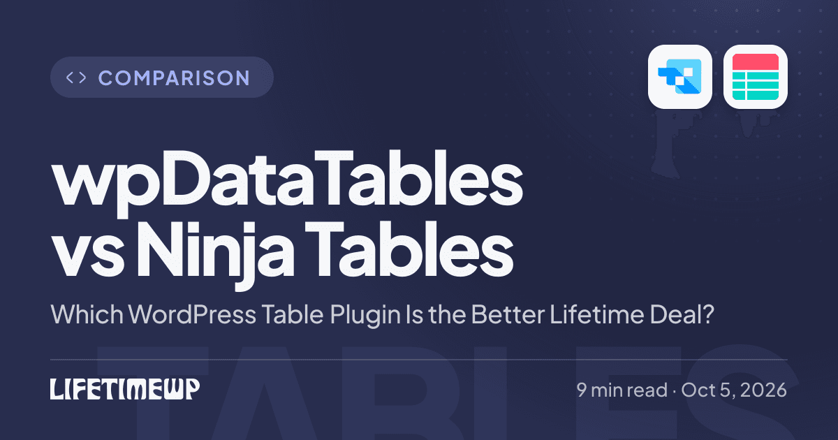 Cover image: wpDataTables vs Ninja Tables: Which WordPress Table Plugin Is the Better Lifetime Deal?