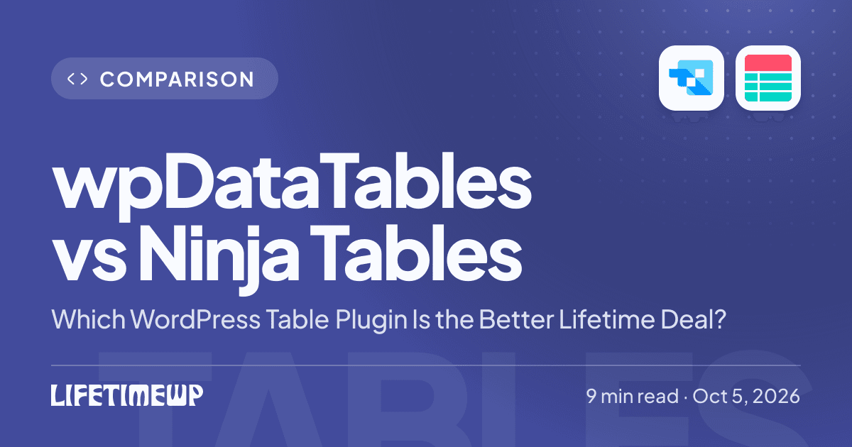Cover image: wpDataTables vs Ninja Tables: Which WordPress Table Plugin Is the Better Lifetime Deal?